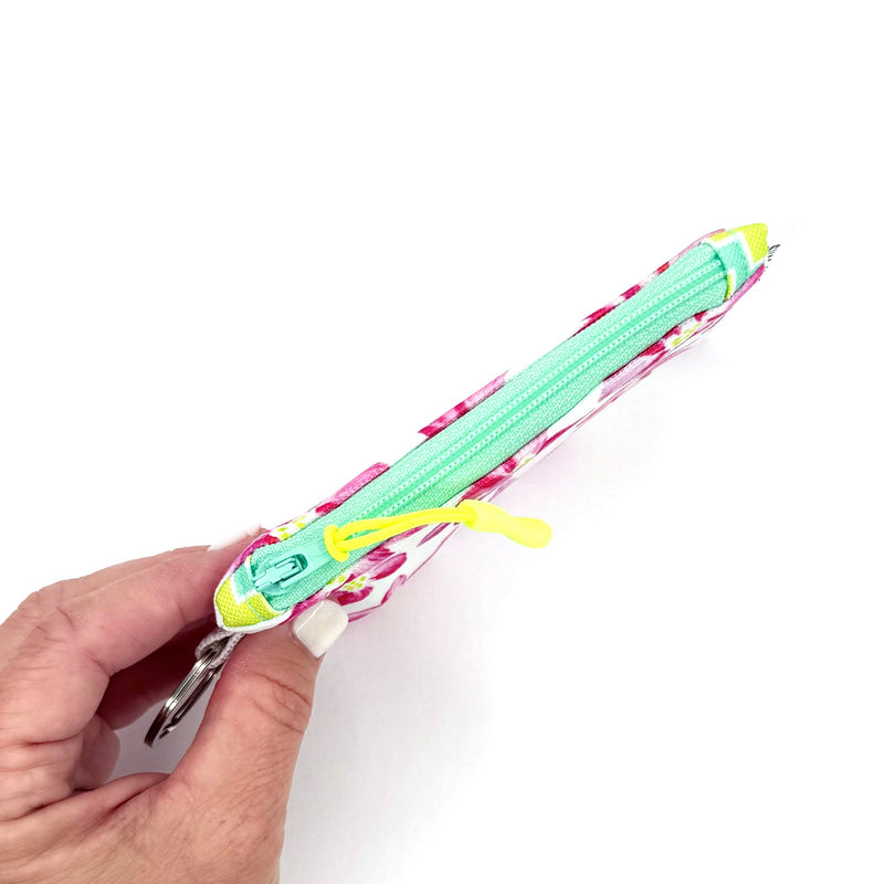 Breezy Blooms in Pink, Keychain Mini Zip Pouch