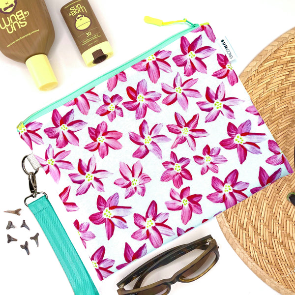 Breezy Blooms in Pink, Water-Resistant Wet Bag