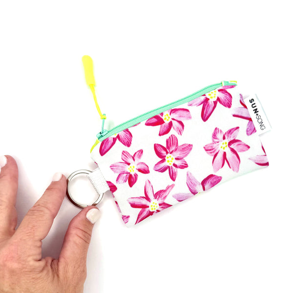 Breezy Blooms in Pink, Keychain Mini Zip Pouch