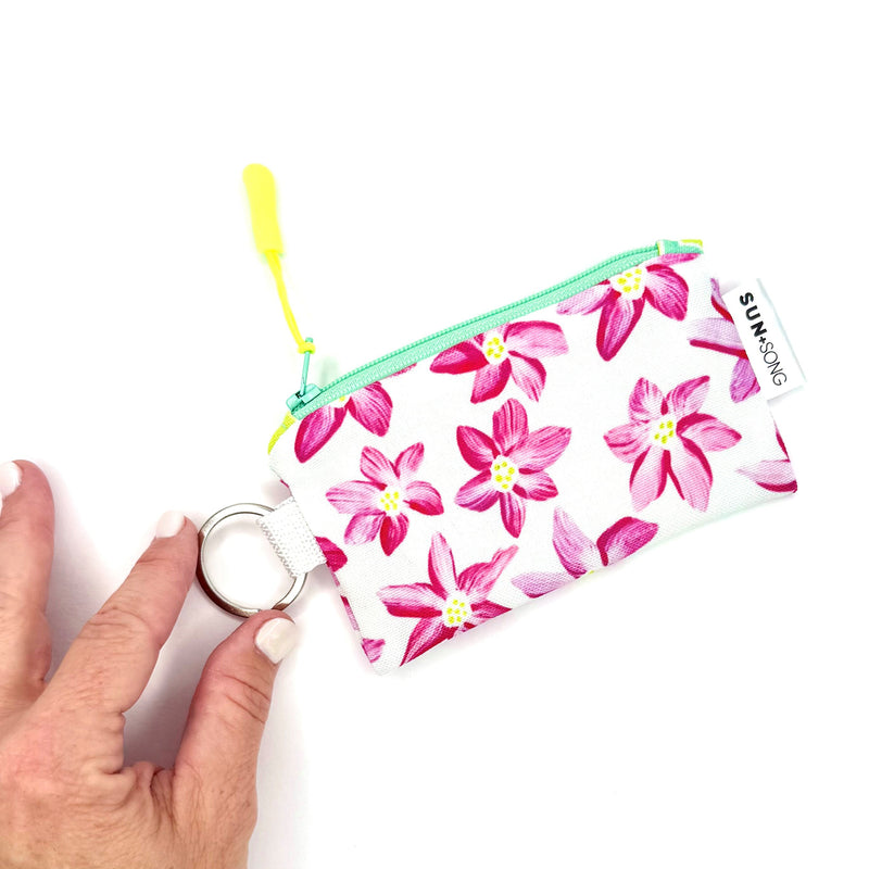 Breezy Blooms in Pink, Keychain Mini Zip Pouch