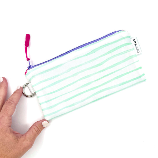 Studio Stripes in Green Blue, Recycled Pencil Case