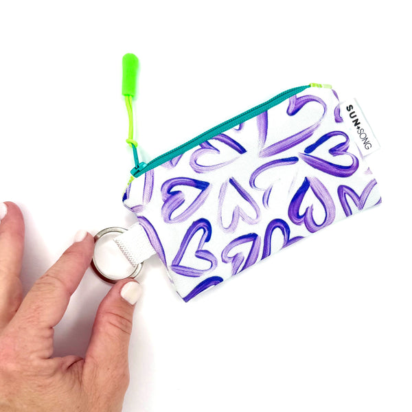 Wild Hearts in Purple, Keychain Mini Zip Pouch