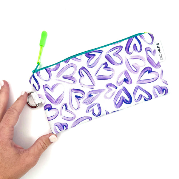 Wild Hearts in Purple, Recycled Pencil Case