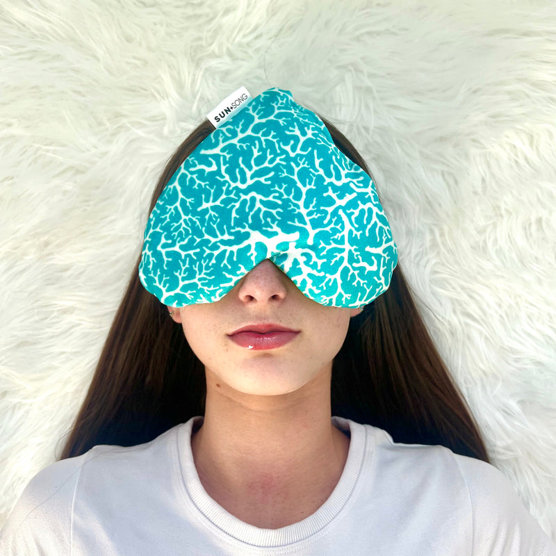 Coral Reef in Blue + White, Aromatherapy Weighted Eye Pillow