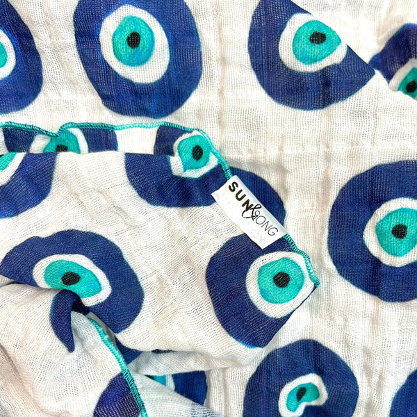 Evil Eye Organic Cotton Muslin Baby Blanket