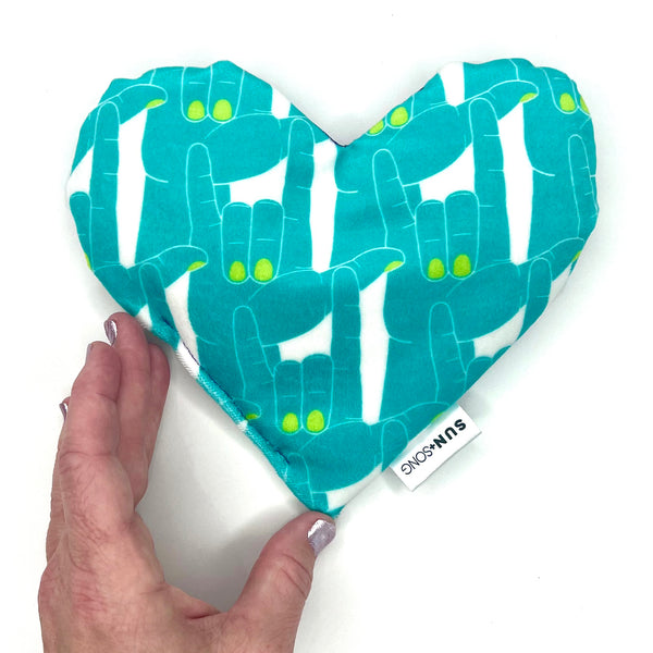 Love Signs in Blue + Green, Aromatherapy Weighted Eye Pillow