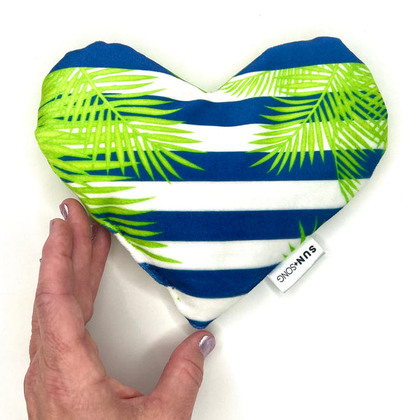 Palm Fronds And Stripes in Blue + Green, Aromatherapy Weighted Eye Pillow