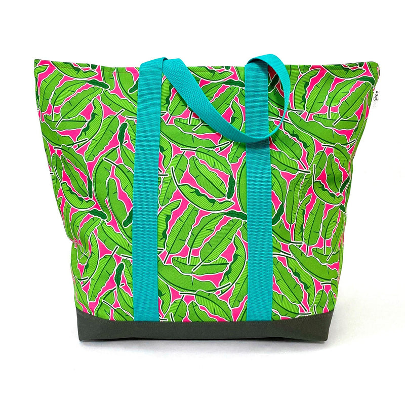 Pink Banana Leaves Extra Large Beach Tote