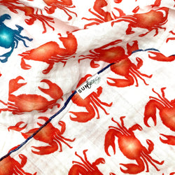 Red Crabs Organic Cotton Muslin Baby Blanket