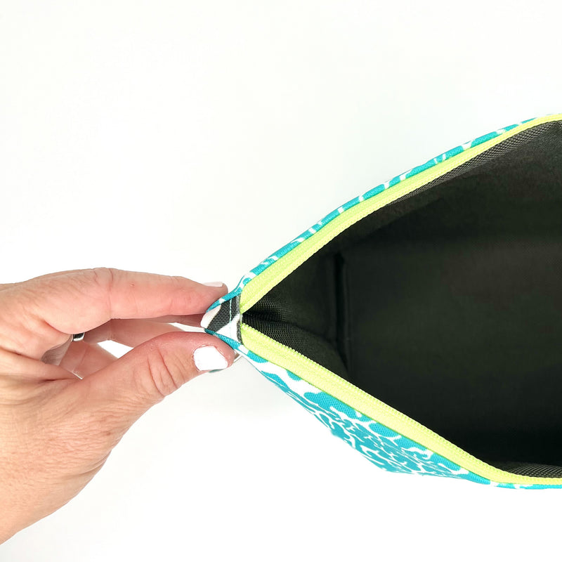 Turquoise Coral Love Makeup Bag