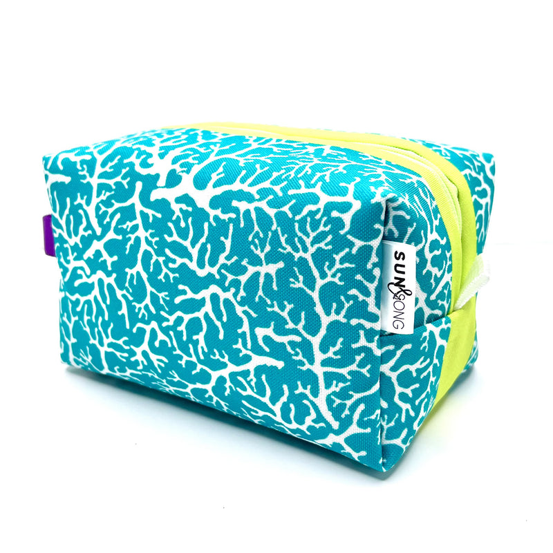 Turquoise Coral Love Boxy Toiletry Bag