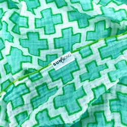 aqua swiss cross organic cotton baby blanket