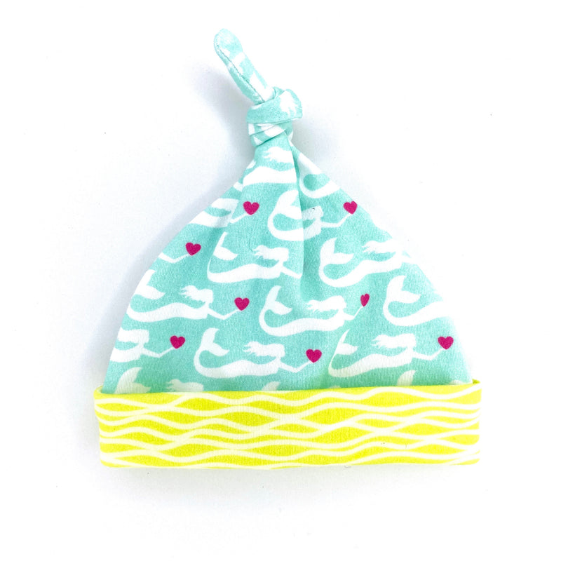 Aqua Mermaids Organic Cotton Knit Swaddle Blanket & Hat Set