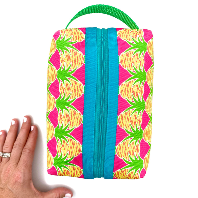 Pink Aloha Pineapples Boxy Toiletry Bag