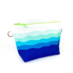 Gradient Waves Recycled Canvas Makeup Bag - Blue Stand Up Pouch – Sun & Song