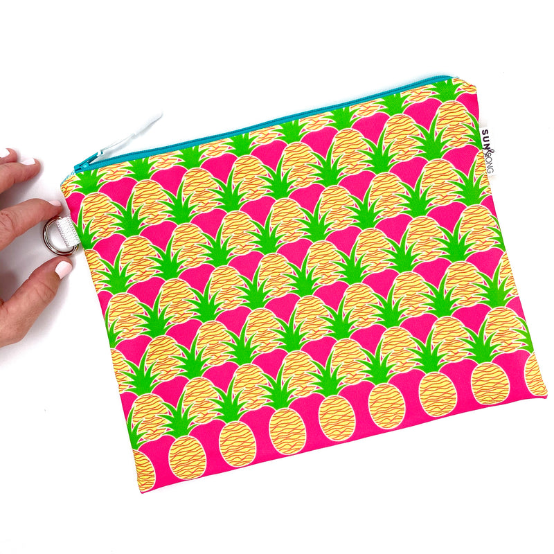 pink aloha pineapple waterproof wet bikini bag
