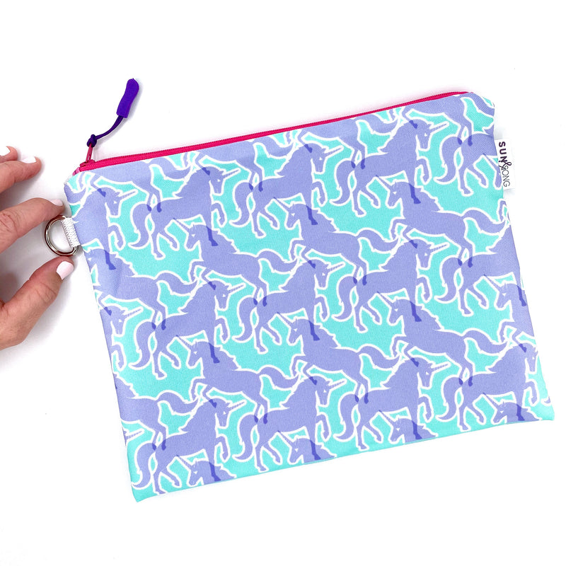 lavender unicorn waterproof zipper pouch