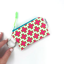 pink swiss cross key chain coin pouch