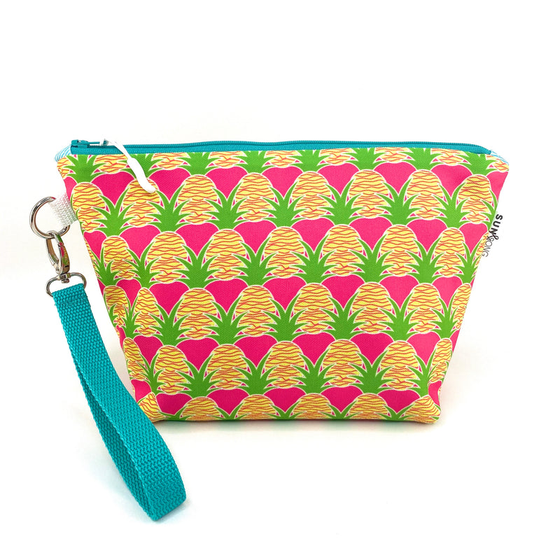 Pink Aloha Pineapples Makeup Bag