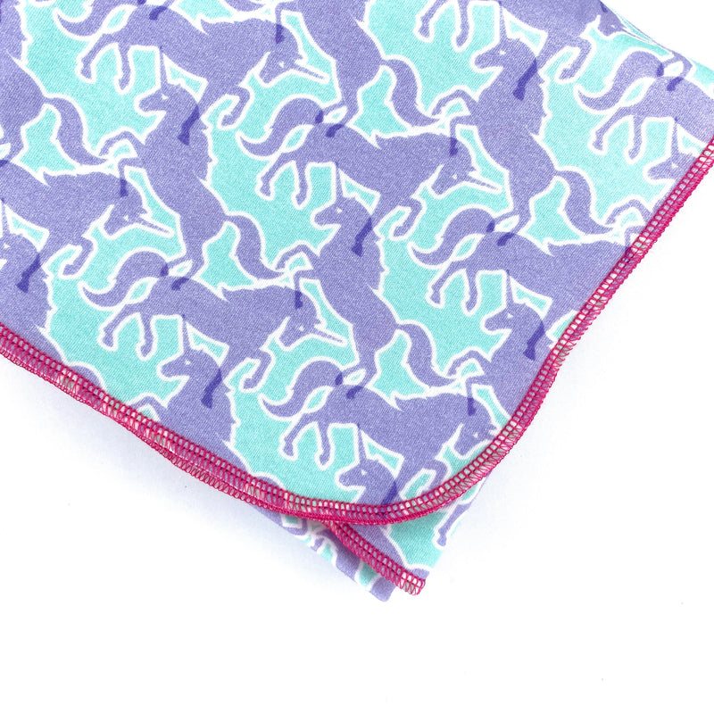 Lavender Unicorns Organic Cotton Knit Swaddle Blanket & Hat Set
