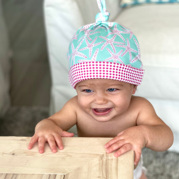 Aqua Starfish Organic Cotton Knit Baby Hat