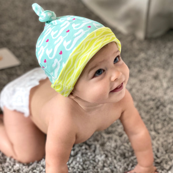 Aqua Mermaids Organic Cotton Knit Baby Hat