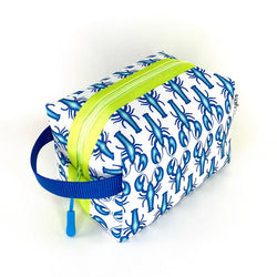 blue lobster waterproof boxy travel toiletry bag