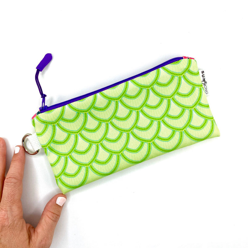 green fish scales pencil pouch