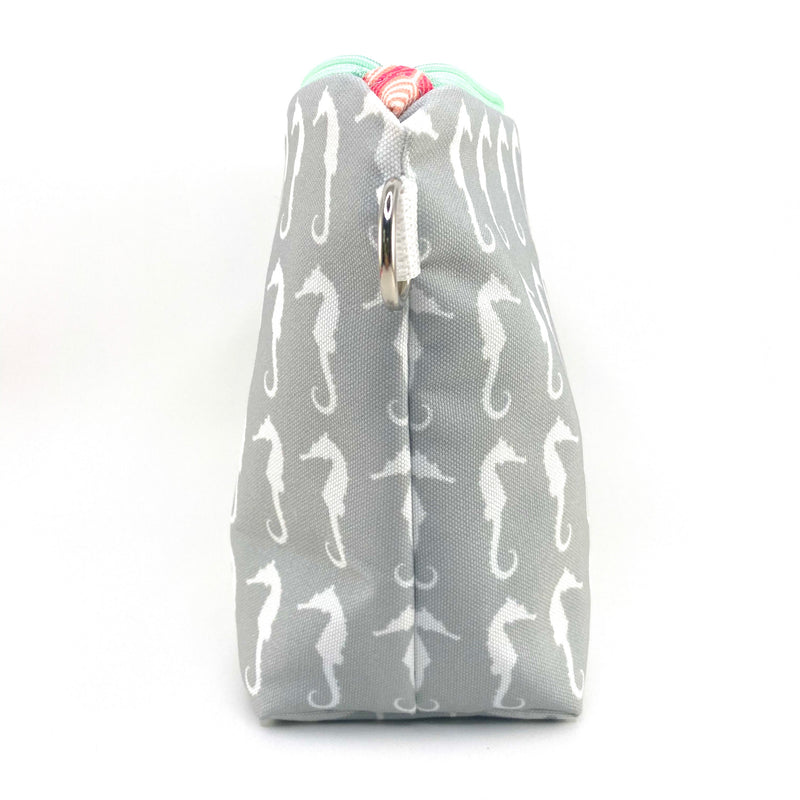 Grey Seahorse Love Makeup Bag