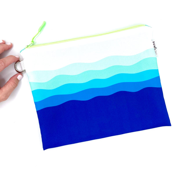 blue waves recycled canvas waterproof wet bag