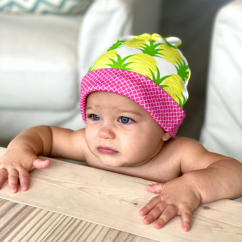 Aloha Pineapples Organic Cotton Knit Baby Hat