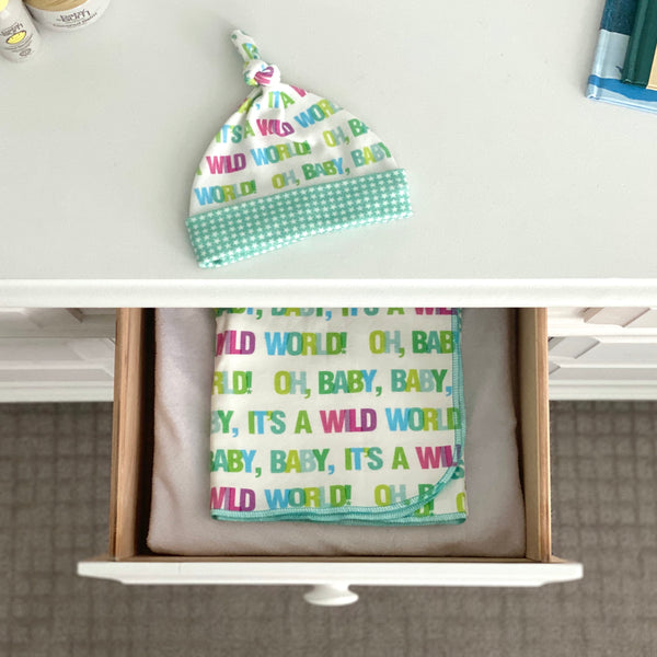 Colorful Wild World Organic Cotton Knit Swaddle Blanket & Hat Set