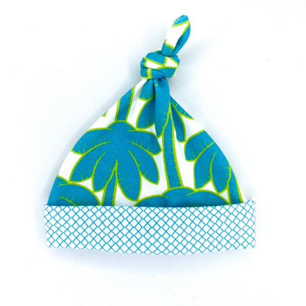 turquoise organic cotton gender neutral baby hat