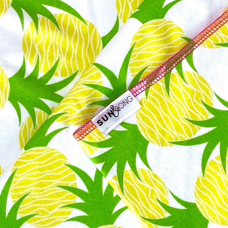 Aloha Pineapples Organic Cotton Knit Swaddle Blanket & Hat Set