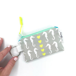 grey seahorse key chain credit card holder