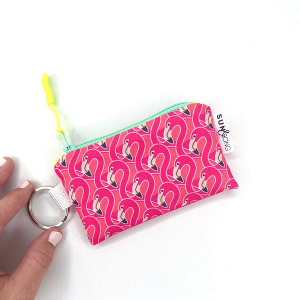 pink flamingo key chain wallet 