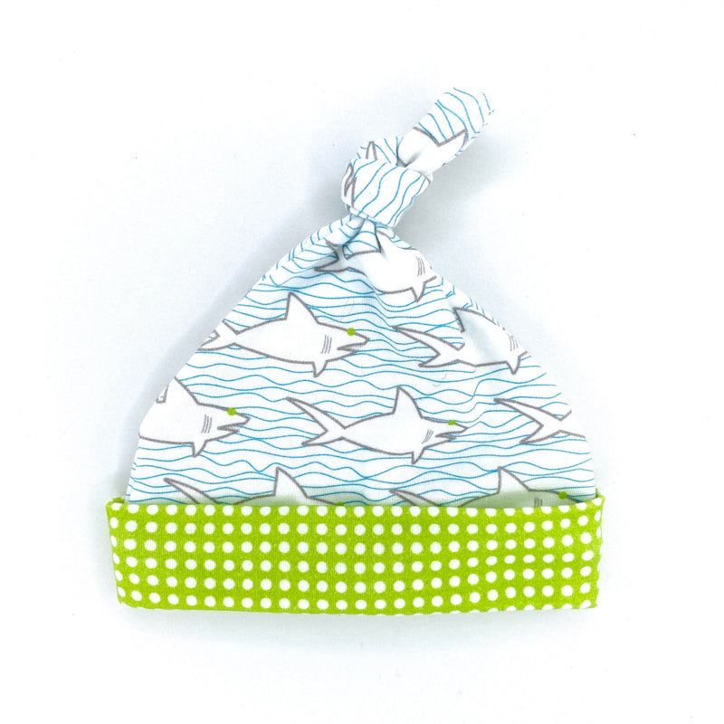 Sharks & Waves Organic Cotton Knit Swaddle Blanket & Hat Set