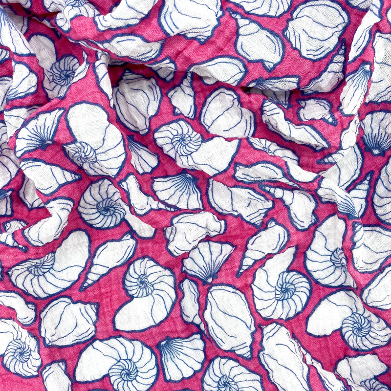 Pink Seashells Organic Cotton Muslin Baby Blanket