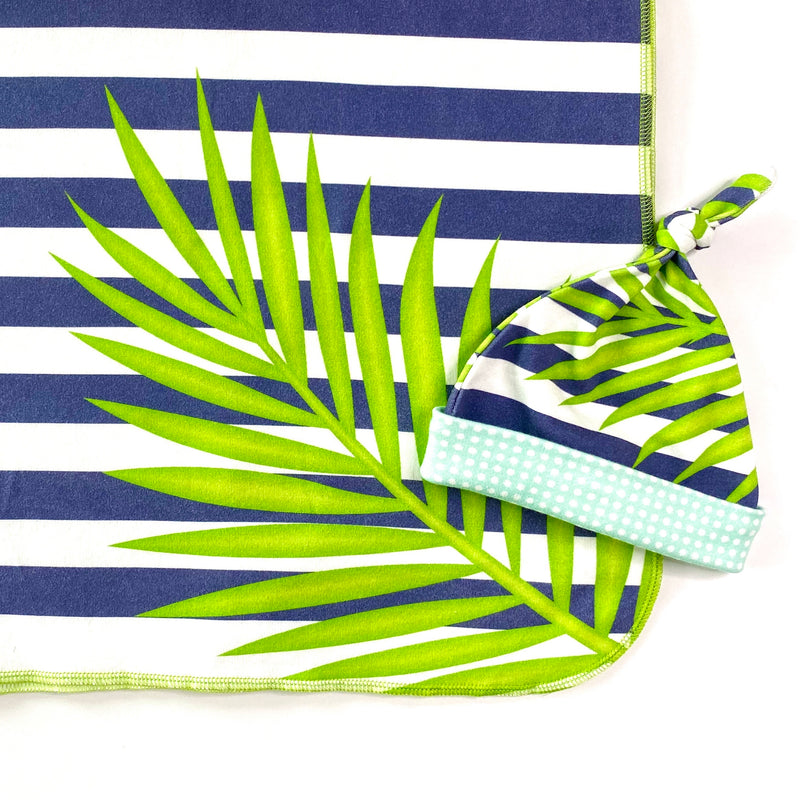 navt stripes palm front gender neutral baby blanket hat gift set