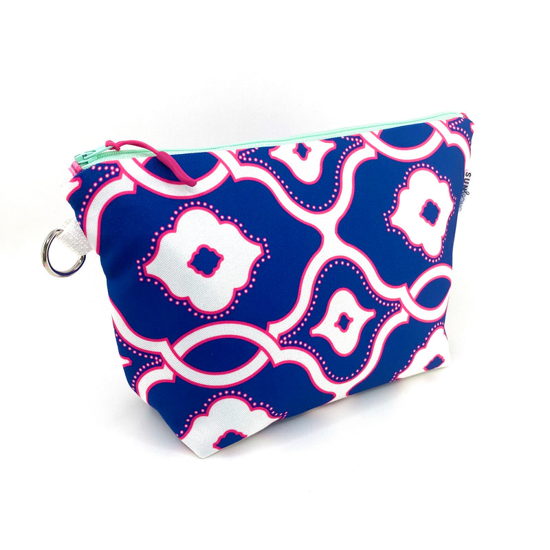 navy pink modern geometic chain makeup bag